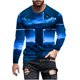 thumbnail image 2 of Blusas y camisas de manga larga con cuello redondo para hombre, blusa informal de manga larga con cuello redondo y estampado de rayas, blusa de poliéster para hombre, 2 of 5