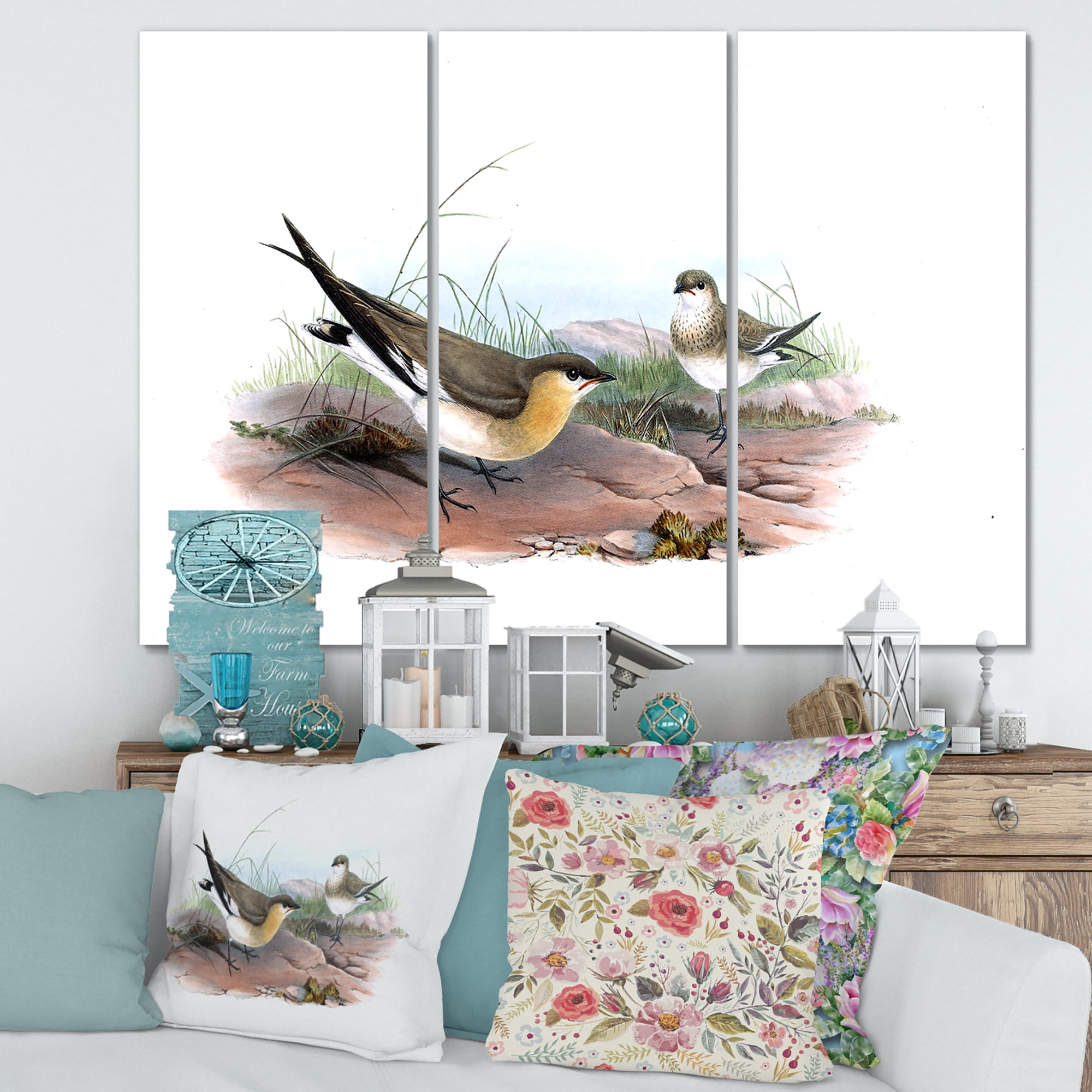 Designart ' Ancient Bird Illustration II ' Farmhouse Canvas Wall Art Print