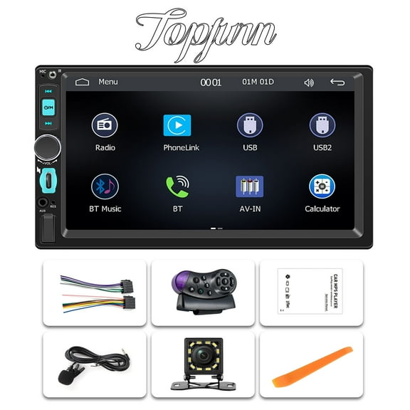 Double Din Car Stereo 7 Inch Touch Screen Car Audio Radio with Bluetooth Audio Hands-Free Calls Backup Camera FM Radio Receiver Car MP5 Player