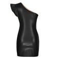 thumbnail image 4 of ZQUUVOU Women's Summer One Shoulder Dress Wrapped Chest Leather Dress Evening Dress Black, 4 of 8