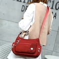 thumbnail image 4 of Bolso de hombro Nikou tipo mensajero color rojo vino gran capacidad con múltiples bolsillos, 4 of 15