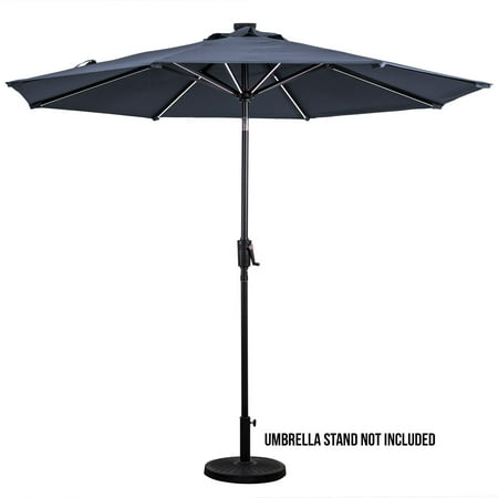 Sun Ray - 9' Round Next Gen Solar Lighted Umbrella - Teal