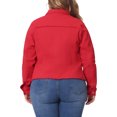 thumbnail image 3 of Agnes Orinda Women's Plus Size Jean Jackets Long Sleeves Washed Casual Denim Coats with Pockets 2X Red, 3 of 6