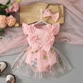 thumbnail image 2 of Gubotare Baby Girls Mesh Tutu Dress Baby Girl Lace Romper Baby Tulle Dress Romper Flowers Bodysuit Spring Summer Festival Clothes with Headband 0 3 6 9 12 18 24 Months (Pink,Size 12-18 Months), 2 of 8