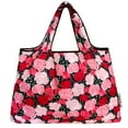 thumbnail image 3 of Wrapables Large Foldable Tote Nylon Reusable Grocery Bags, Pink Roses, 3 of 6