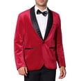 thumbnail image 1 of BLAZERS DE HOMBRE INSPIRADORES CHIC con Brillo y Rhinestones, con Solapa de Chal, Blazers de Fiesta 2XL Rojo, 1 of 5