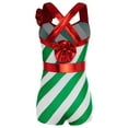 thumbnail image 2 of YiZYiF Girls Boys Christmas Santa Candy Costume Stripes Dance Leotard Biketard Gymnastics Bodysuit Green 4, 2 of 7