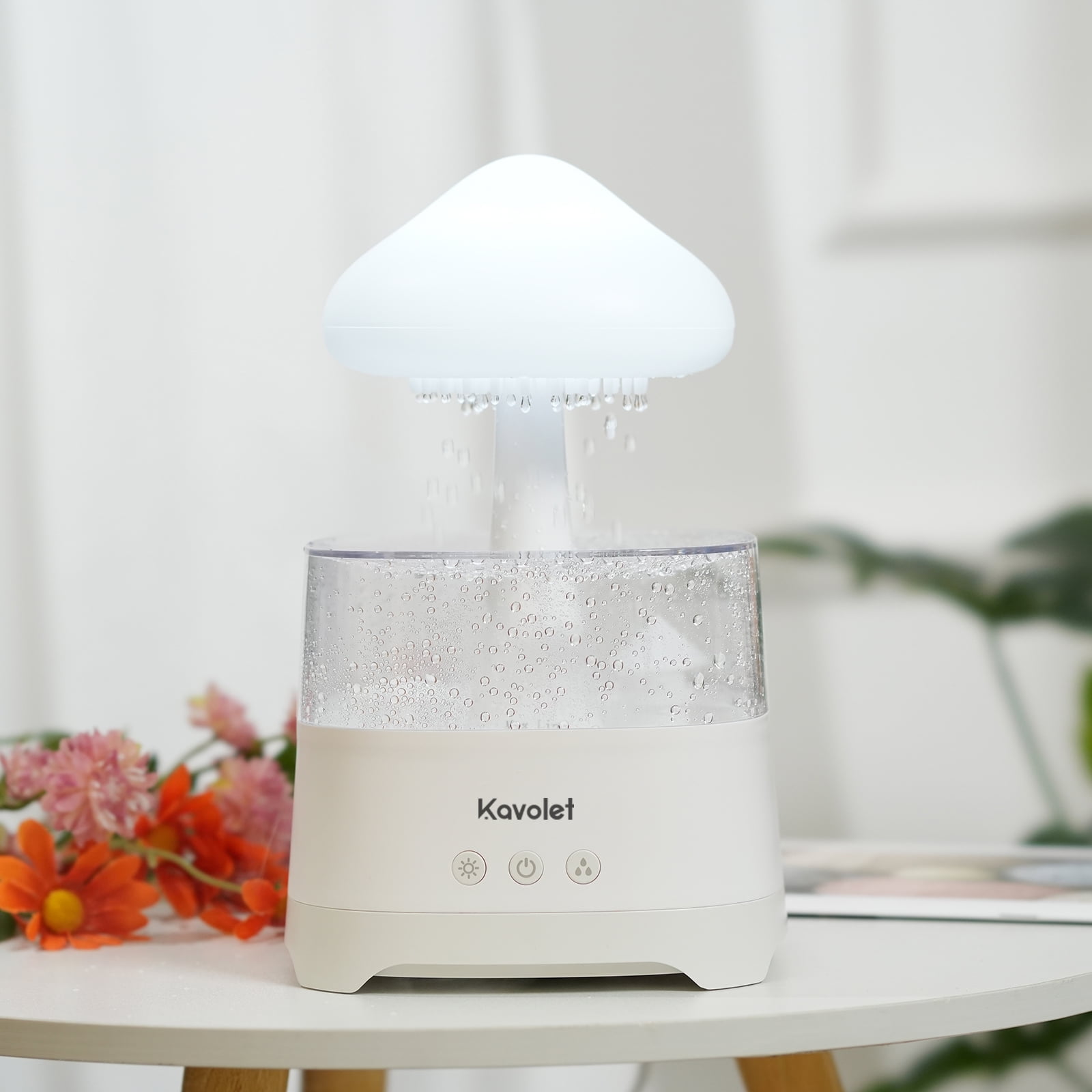Kavolet Rain Cloud Humidifier Water Drip Night Light Aromatherapy Essential  Oil Diffuser for Home Office Bedroom Gift（White）