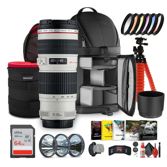 Canon EF 70-200mm f/4L USM Telephoto Zoom Lens Bundle for DSLR Cameras with Sling Backpack (International Model)