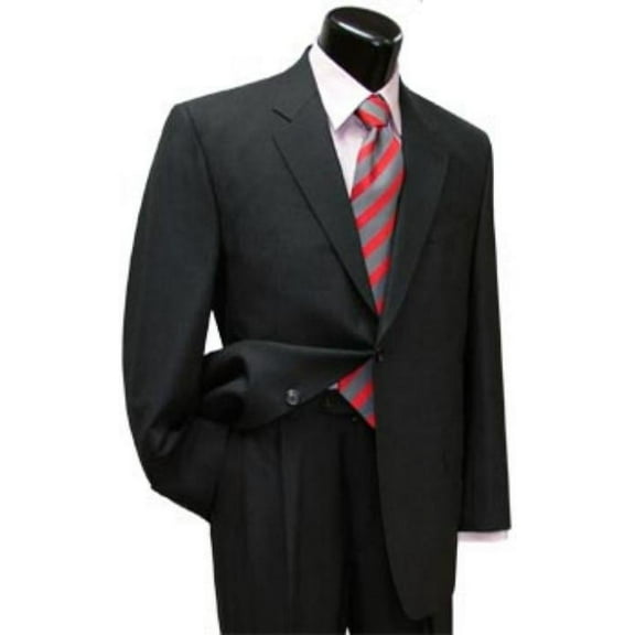Men's 2 Button Dark Grey Single Breasted, 100% Super Fine Wool Business ~ Wedding 2 Piece Side Vented 2 Piece Suits For Men Pleated Pants
