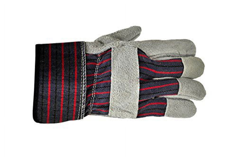 5015 5 Pair Pack Leather palm work gloves cowhide leather suede finish,  single or double palm