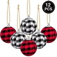thumbnail image 6 of Farmhouse Buffalo Plaid Fabric Ball Ornament Decorative Plaid Ball Ornaments Hanging Ornament for Farmhouse Decoration Supplies (White and Black,12 Pieces), 6 of 7