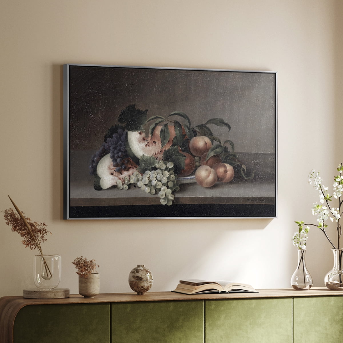 Vintage Botanical Print-XLII By Wexford Home Framed in Silver Wood Gallery Wrapped Canvas 17 in. x 25 in.