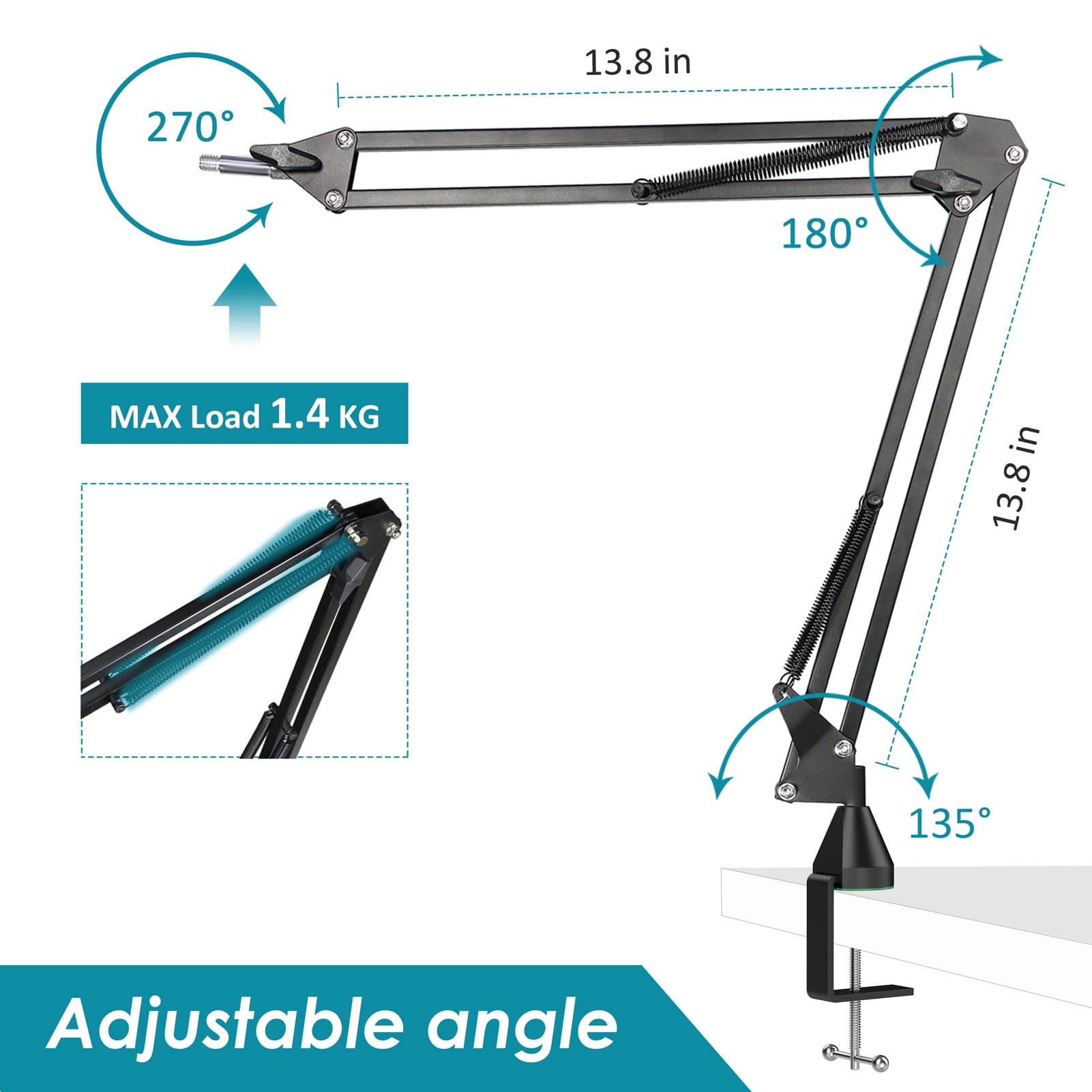 YOUSHARES Razer Seiren X Wall Mount Boom Arm - Wall Mount Microphone Holder for Razer Seiren X Mic, Vertical Surface Mount and Freely Swiveling Metal Wall Mount Clip Suitable for Saves the Desk Space