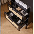 thumbnail image 3 of OTONIPU Rattan Nightstands Set of 2 with 2 Drawers, Modern Wood Bedside Tables with Black Handles, Black End Tables, 3 of 8