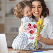 Mothers Day Card,Music & Light Happy Mother’s Day card, Greeting Card for Mom Wife Grandma, 7in Peony Flower Bouquet Cards from Daughter, Son, Husband