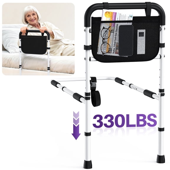 KEKOY Bed Rails for Seniors, Adjustable Bed Assist Rail for Elderly Adults with Storage Bag and Fixing Strap, Bed Support Bar Mobility Assistant