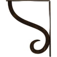 thumbnail image 4 of Ekena Millwork 1 1/2"W x 10"D x 12"H Ashford Single, Wrought Iron Bracket, (Single center brace), Antiqued Brass, 4 of 8