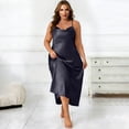 thumbnail image 2 of LWavelet Women's Plus Size Satin Slip Dress Spaghetti Strap V-Neck Elegant Nightgown Maxi Dress Black 5XL, 2 of 5