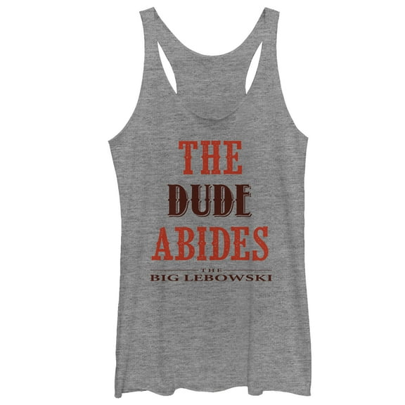 Women's The Big Lebowski The Dude Abides  Racerback Tank Top Gray Heather Medium
