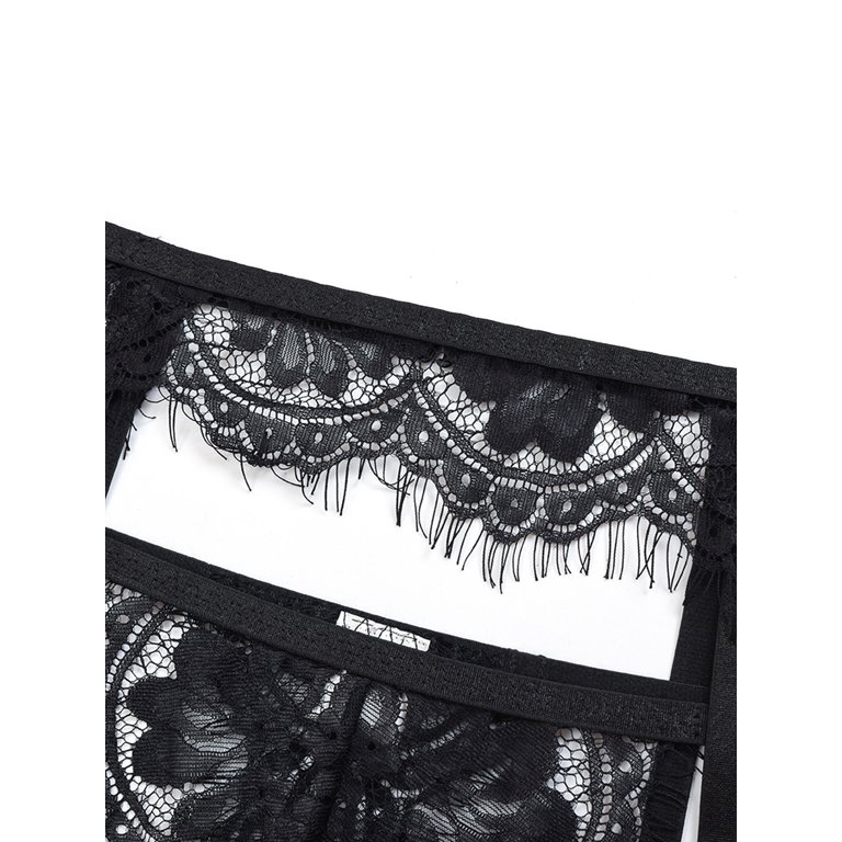 Sexy Bra Eyelash Lace Lingerie Set With Garter Sleepwear Underwear Tho –  YeahU2