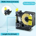 thumbnail image 3 of NineLeaf 8PK Compatible for DYMO D1 45808 3/4" x 23' (19mm x 7m) Black on Yellow Label Maker Tape for Label Manager 450 450D Label Maker, 3 of 7