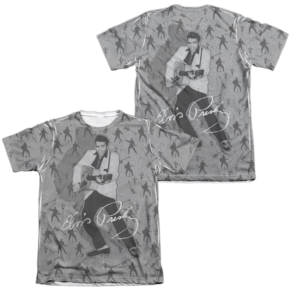 Elvis Presley Rockin All Over (Front/Back Print) Sublimated T-Shirt White