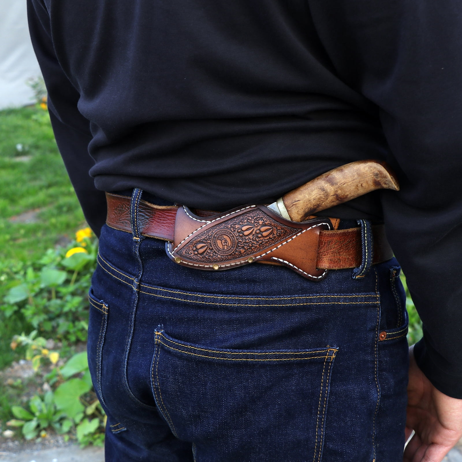 気まぐれセール　CASCA Nido　ホニーパート　バングル Tourbon Leather Knife Sheath, 17.5x1.5x7cm, EDC Pocket Organizer