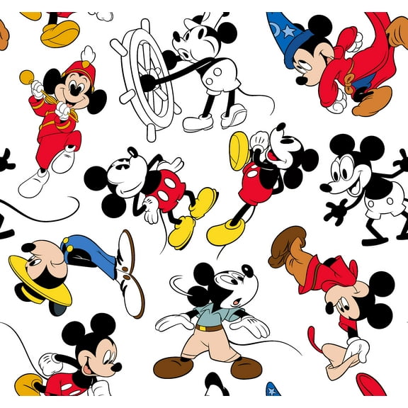 Springs Creative Disney Mickey Mouse Through the Years Cotton Fabric By the Yard