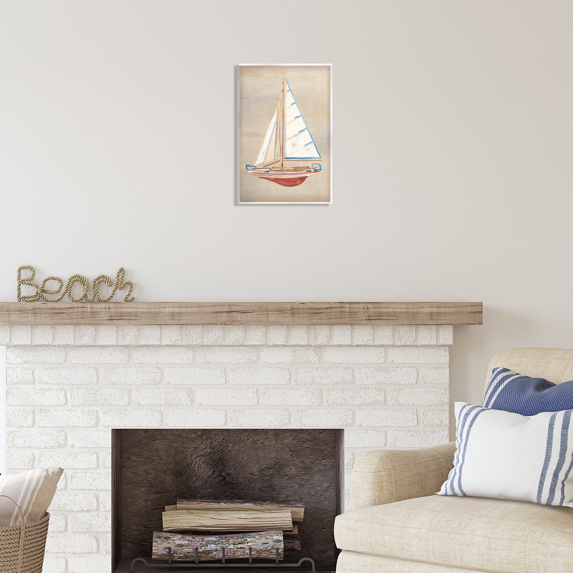 Stupell Industries Rustic Red Boat Transportation Painting Unframed Art Print Wall Art, 10 x 15