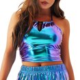 thumbnail image 2 of Afdoent Tank Tops For Women Metallic Shiny Backless Sleeveless Ladies Top Sexy Fitted Camisole For Fashionable Outings Fashion Outfits, 2 of 4