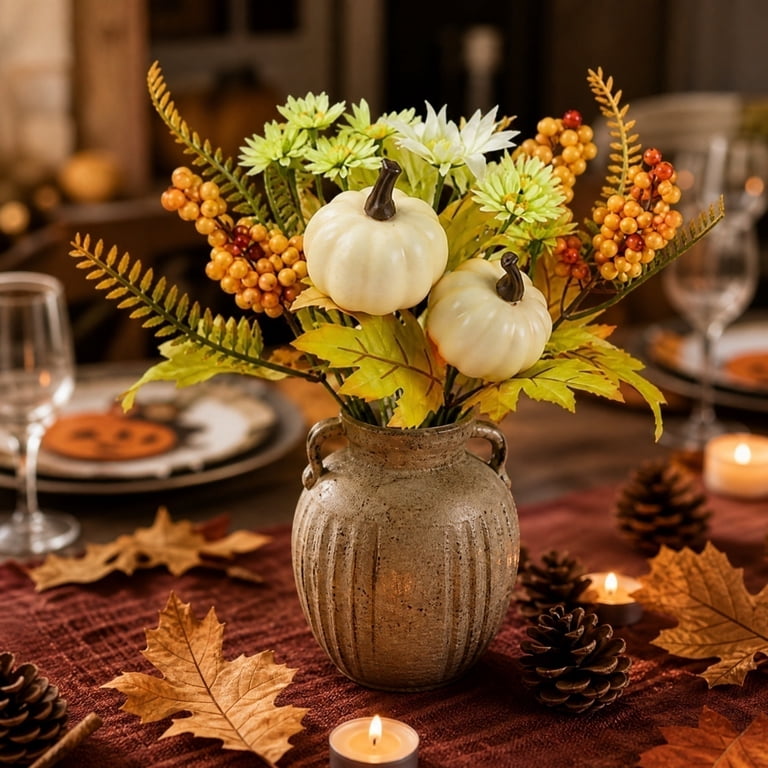 4PCS Halloween Pumpkin Artificial Flower Bouquet Decor, 11
