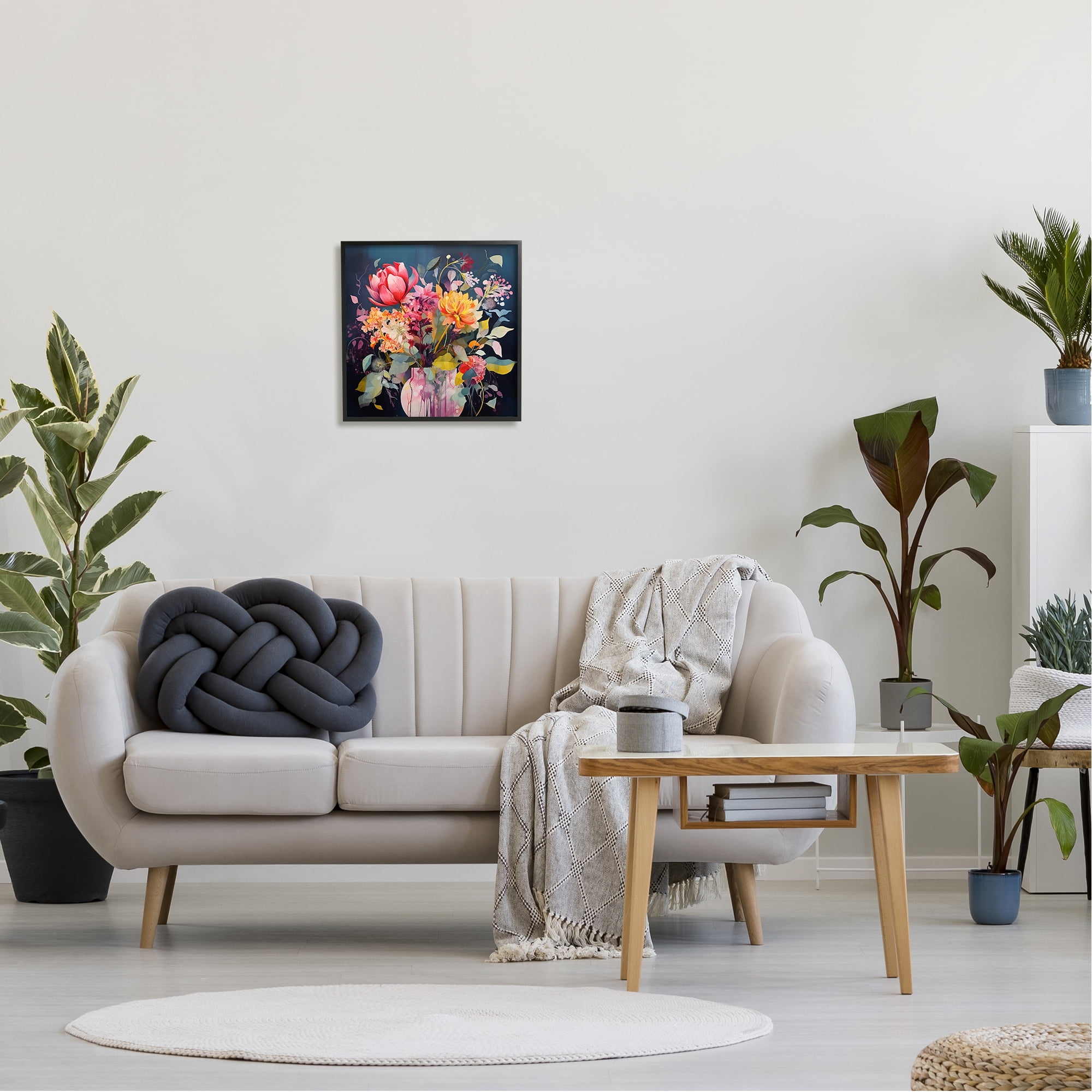 Stupell Industries Busy Modern Blooms Botanical & Floral Painting Black Framed Art Print Wall Art, 17 x 17