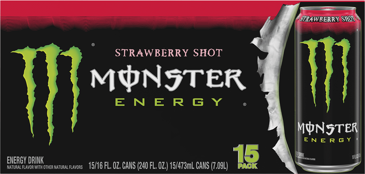Monster Energy, Strawberry Shot, Energy Drink, 15 Pack - 16 Fl Oz