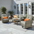 thumbnail image 3 of Toject 5 Pieces Outdoor Patio Furniture Set, High Back Conversation Set with Swivel Chairs, All-Weather Wicker Furniture Set for Porch, Balcony (Dark Gray), 3 of 11