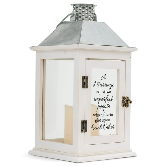 Two Imperfect People Classic White 6.5 x 6.5 x 12.25 LED Candle Lantern
