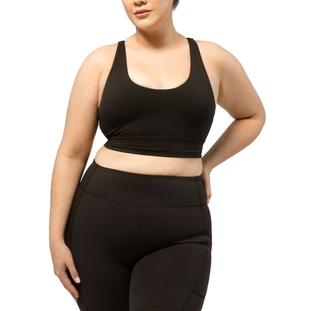 Nativ Sujetador Deportivo de Alta Compresión para Mujer, Sports Bra de Yoga Corto con Escote Redondo y Tirantes Cruzados, Soporte de Alto Impacto, Negro, Talla Mediana Nativ Brassiere