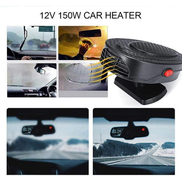 Chauffage de voiture, 12 V 150 W, désembueur et dégivreur de pare-brise  portable, 2 en 1, dégivreur rapide pour voiture, ventilateur de pare-brise