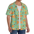 thumbnail image 2 of Kdxio Men's Hawaiian Shirt for Men Short Sleeve Shirt Cute Shiba And Pumpkins Summer Casual Holiday Beach Button Down T-Shirts, 2 of 5