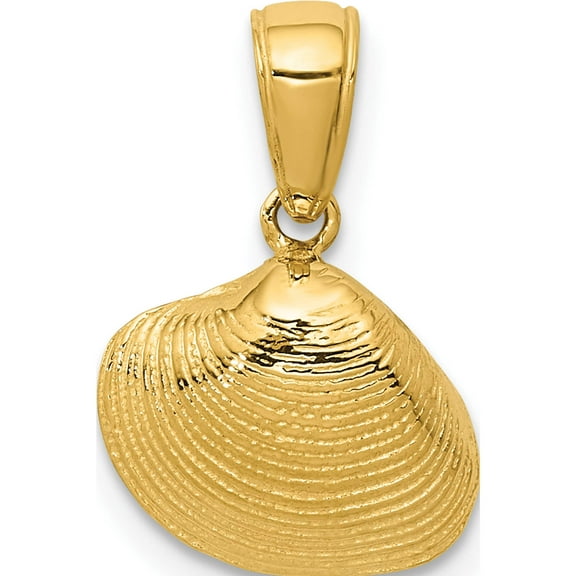 14K Yellow Gold Small Clam Shell Pendant (16 X 12) Made In United States k2964
