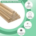 thumbnail image 2 of Uxcell 20-Pack Wood Square Dowel Rods, 25/64 x 8 Inch Unfinished Wooden Square Dowel Rod, Hardwood Sticks for Crafts, 2 of 7