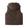 thumbnail image 6 of Hueook Women Vest Ladies' Casual Color Sleeveless Hooded Jacket Coffee L, 6 of 6