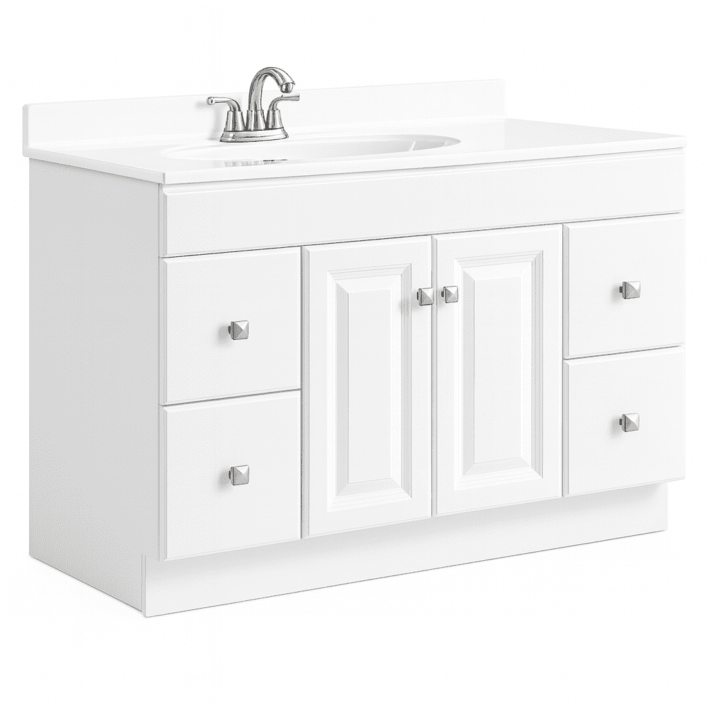 Design House 48" Solid Wood Wyndham Ready to Assemble Bathroom Vanity Cabinet, White