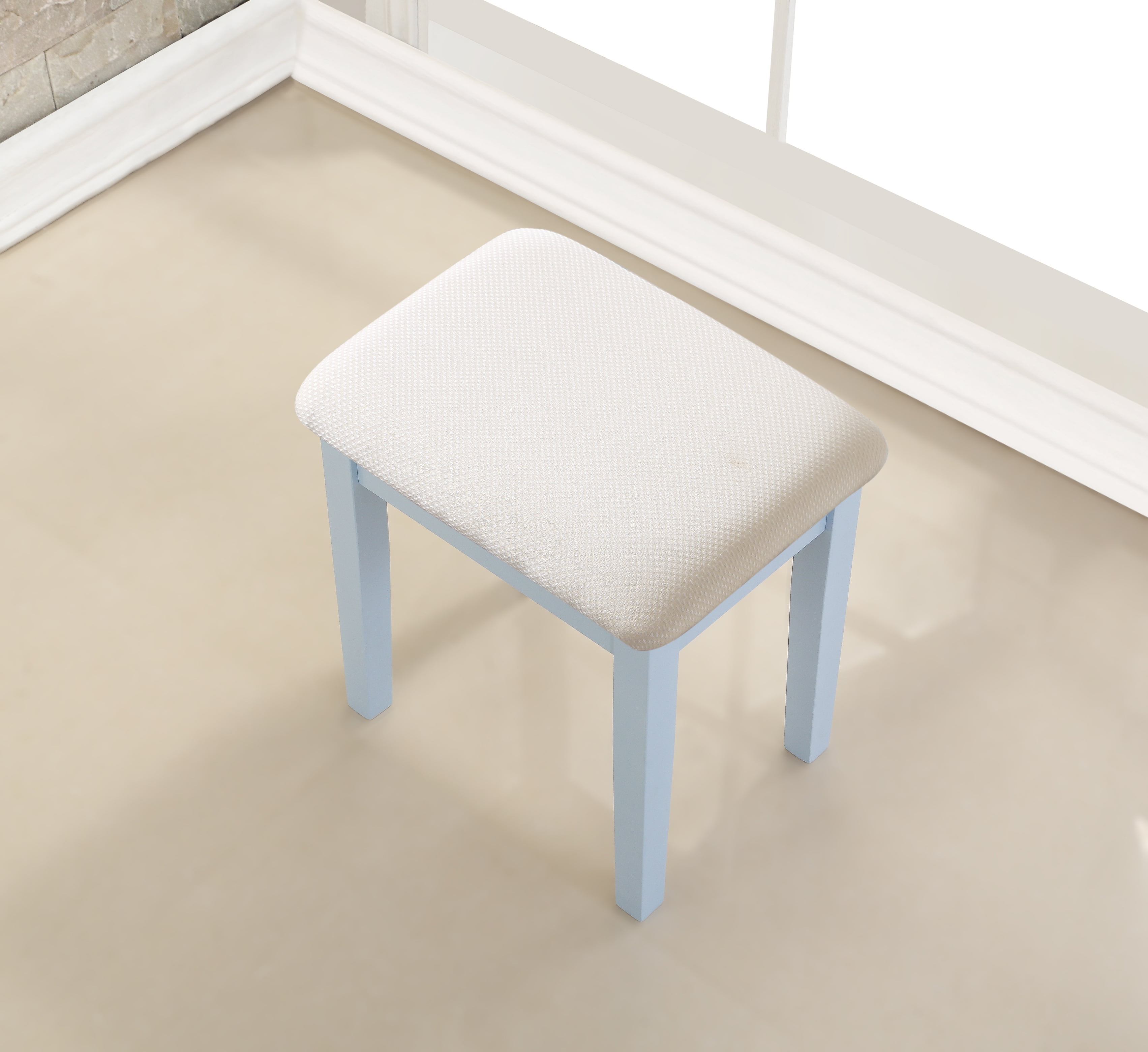 Roundhill Furniture 3 Piece Adult Modern Storage Drawers and Mirror Table Set Blue