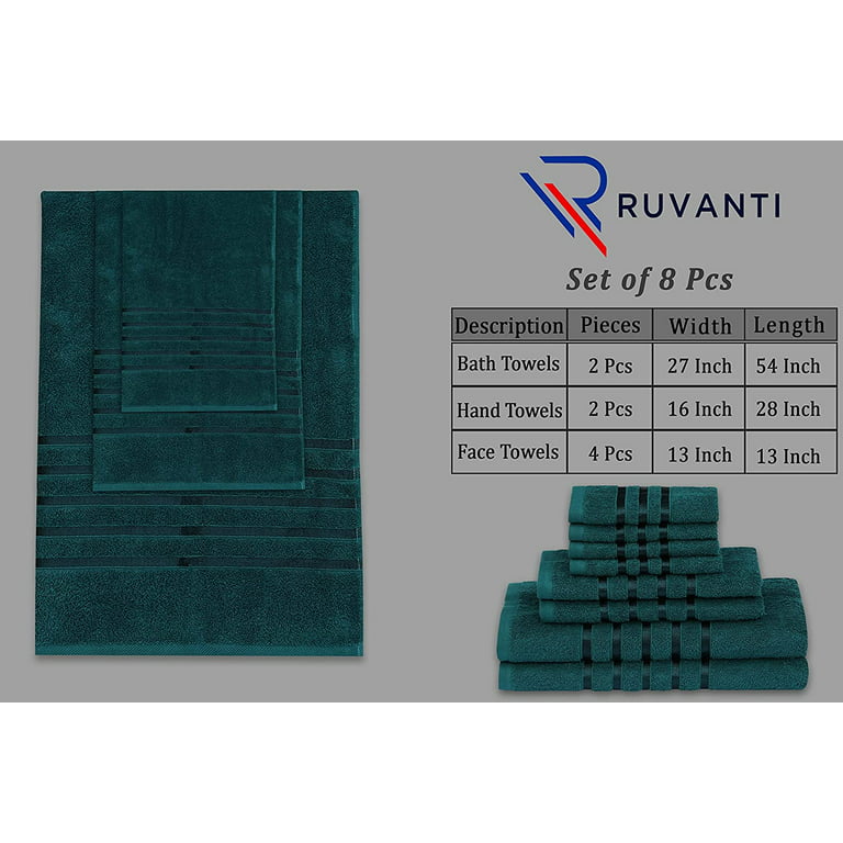 Ruvanti Bath Towels 4 Pcs (27x54 inch, Greyish Blue) 100% Cotton Extra Large  Bathroom Towel Set. Super Soft, Highly Absorbent, Quick Dry, Lightweight &  Washable Luxury Towels for Home Spa, Hotel. 