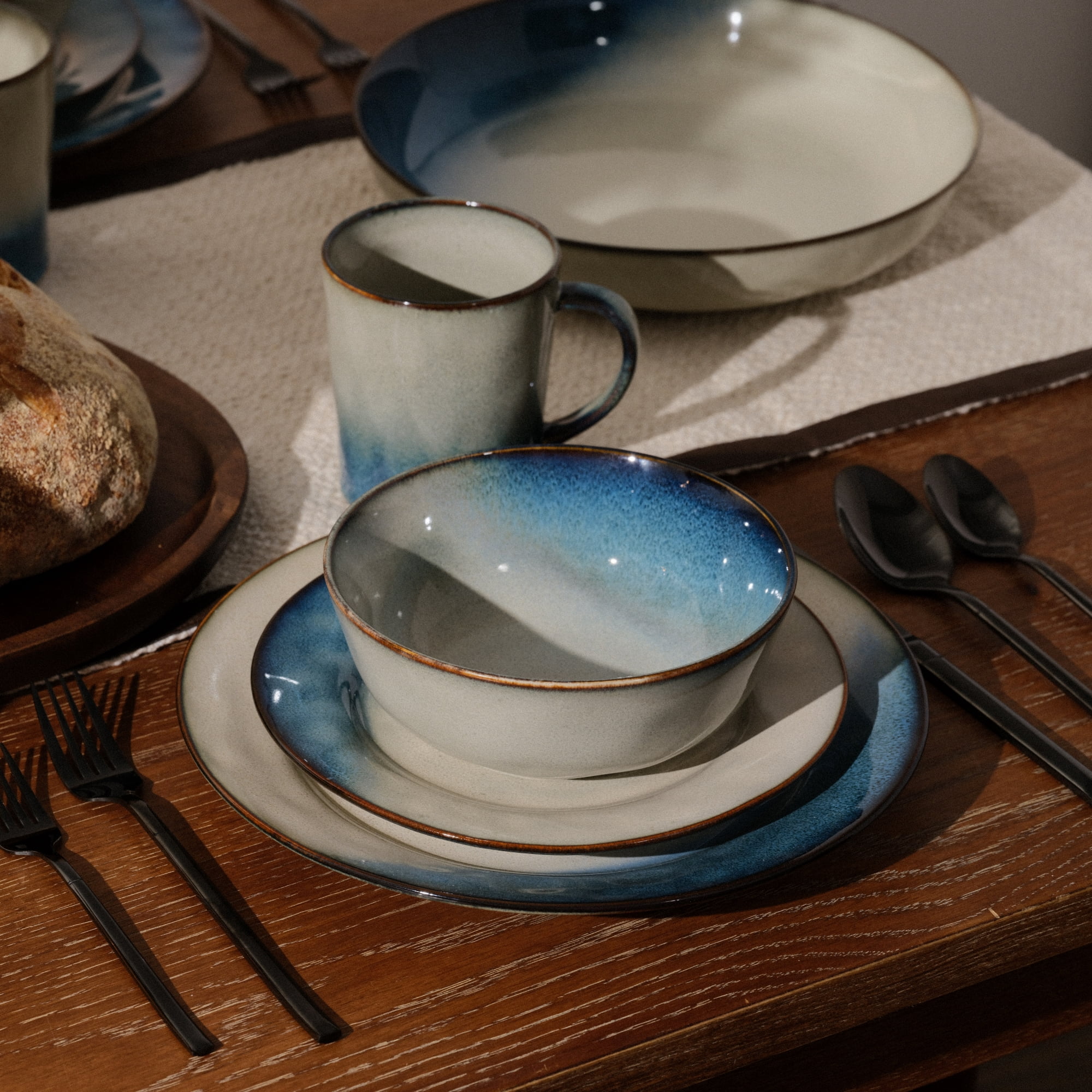 Yellowstone Canto Reactive Ceramic Cereal Bowl Blue