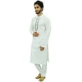 thumbnail image 4 of Atasi Men's White Kurta Pajama Set Indian Ethnic Punjabi Long Shirt-XXX-Large, 4 of 6