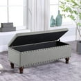 thumbnail image 4 of HomePop Luxury 46" Traditional Fabric Storage Bench with Nailhead Trim in Gray, 4 of 13