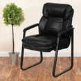 thumbnail image 3 of Flash Furniture Isla LeatherSoft Executive Side Reception Chair with Armrests and Sled Base, Black, 3 of 13