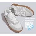 thumbnail image 5 of LUCKY STEP Womens Classic Retro Gum Sole Fashion Sneakers Genuine Leather Anti Slip Casual Shoes,White&Grey, 5 of 10